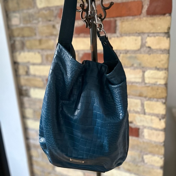 Coach Blue Crocodile-Embossed Hobo Bag and wallet - Picture 3 of 3